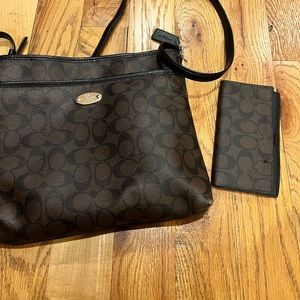 Coach Satchel Purse with Matching CheckBook Wallet